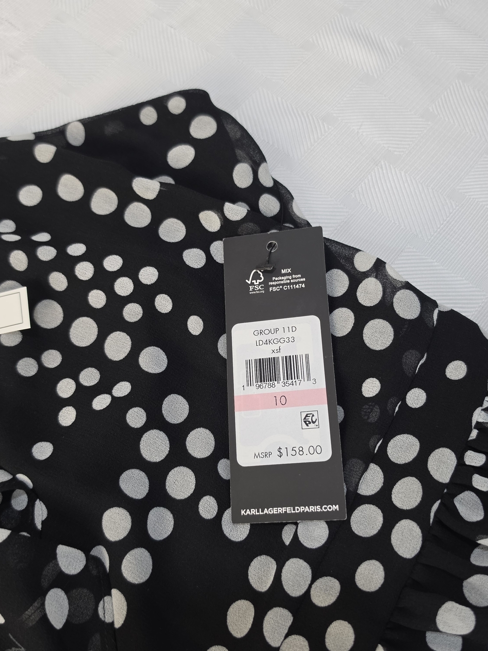 Karl Lagerfeld Black and White Polka Dot Halter Midi Dress - Picture 11 of 13